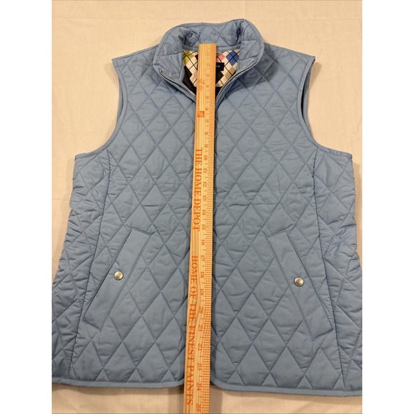 VEST PUFFER Lands End Women Small 6-8 FULL ZIP SNAP POCKETS LIGHT BLUE Quilted - Picture 4 of 7